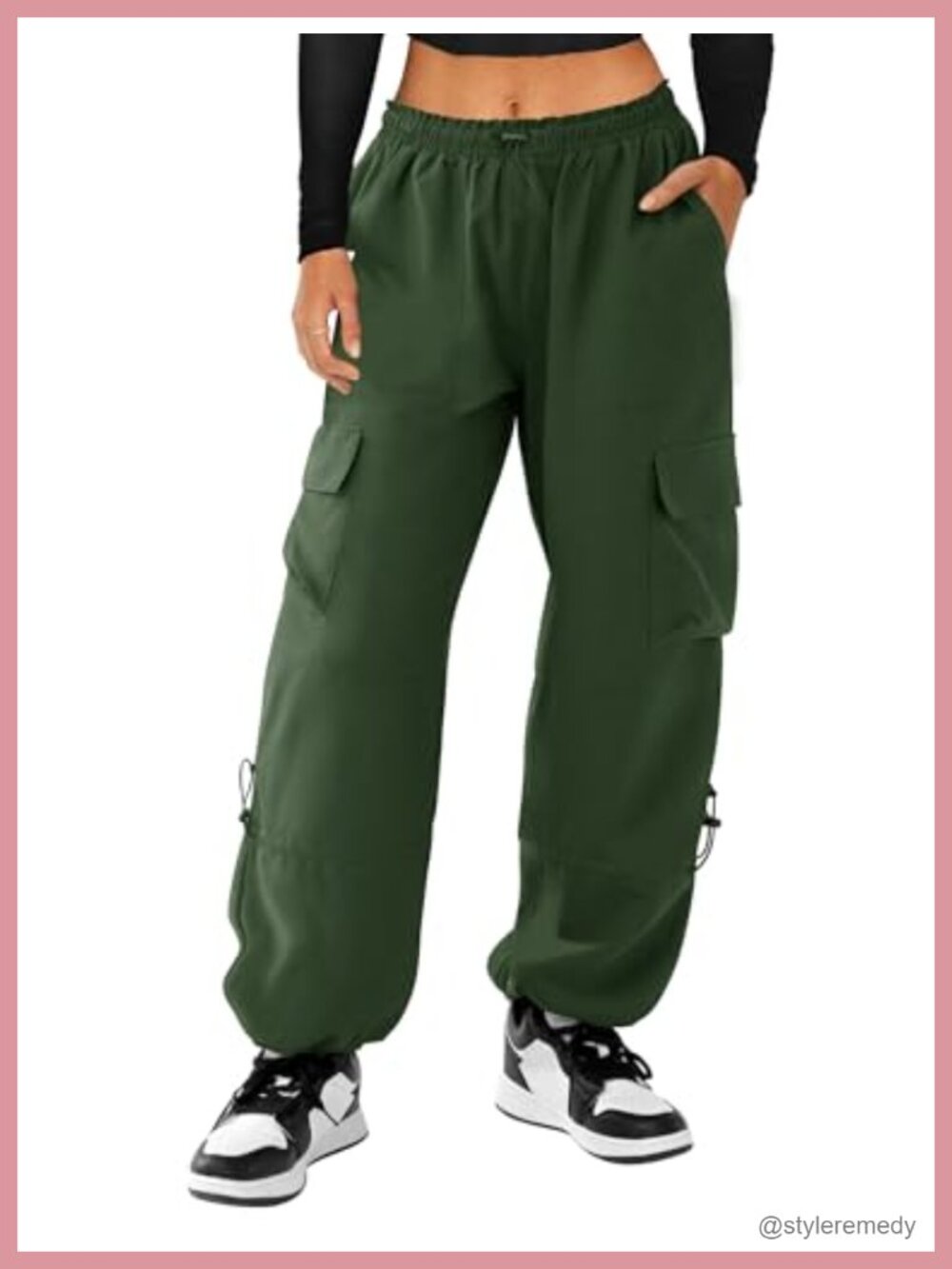 Women's Quick Dry Lightweight Parachute Cargo Pants Baggy Joggers High Waist